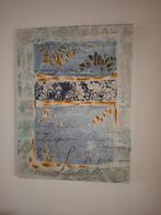 Schilderij blauw met oker, Ophalen of Verzenden