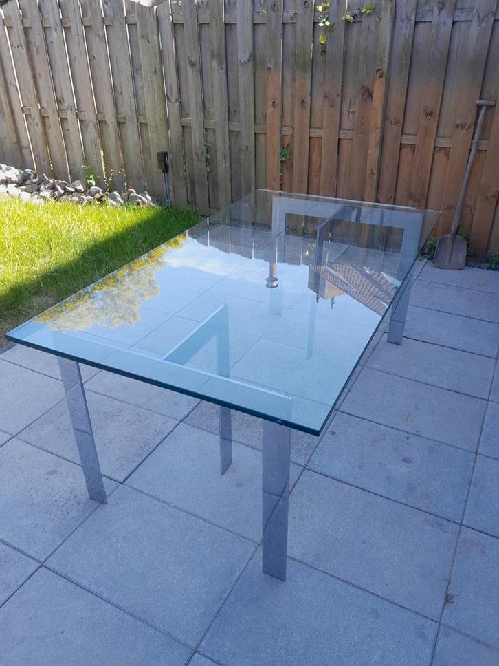 Prachtige glazen eettafel design, Huis en Inrichting, Tafels | Eettafels, Zo goed als nieuw, 50 tot 100 cm, Rechthoekig, Ophalen of Verzenden