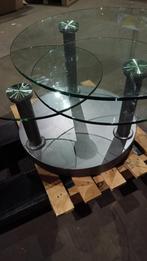 Glazen salontafel – 3 draaibare bladen, design look, Ophalen, Rond, Modern, Minder dan 50 cm