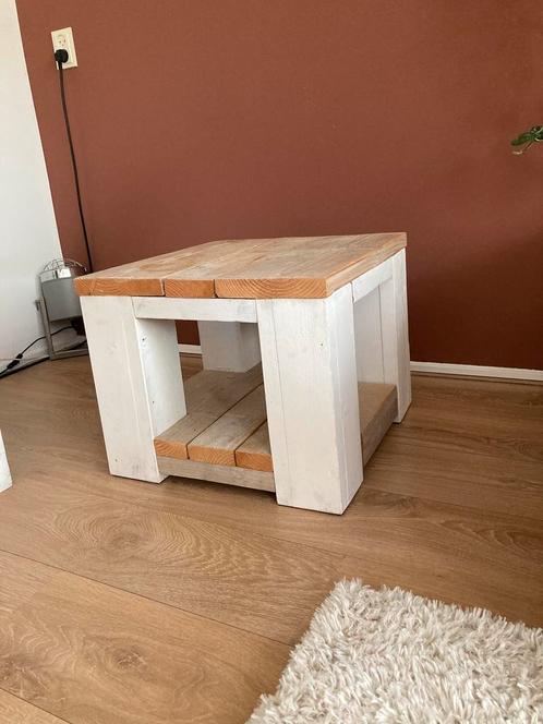 2x Steigerhouten salon tafel / bijzettafel, Huis en Inrichting, Tafels | Salontafels, Zo goed als nieuw, Minder dan 50 cm, 50 tot 100 cm