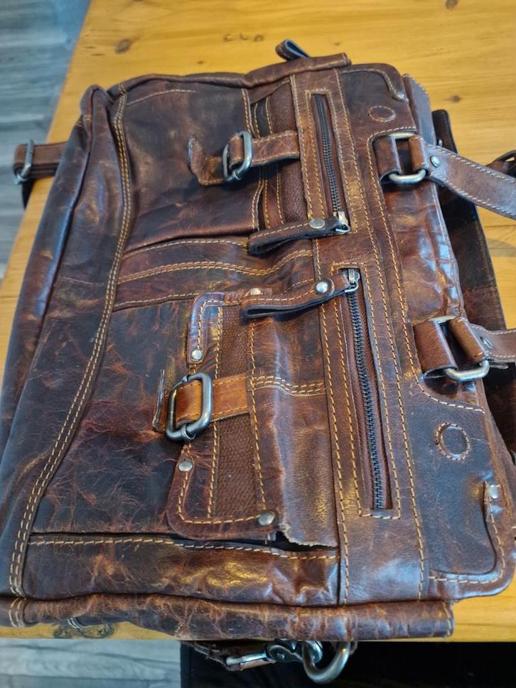 Stoere leren laptoptas, Sieraden, Tassen en Uiterlijk, Tassen | Schooltassen, Gebruikt, Aktetas of Boekentas, 30 tot 40 cm, 30 tot 40 cm