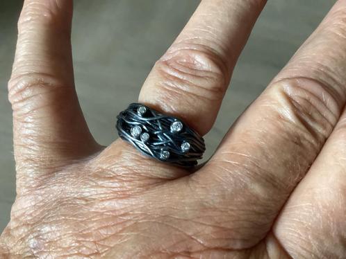 Zilveren/geoxedeerde ring met zirkonia van Rabinovich, Sieraden, Tassen en Uiterlijk, Ringen, Nieuw, Dame, 17 tot 18, Zilver, Zilver