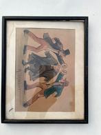 Vintage karikatuur “A Lawsuit” – ingelijst, Ophalen of Verzenden