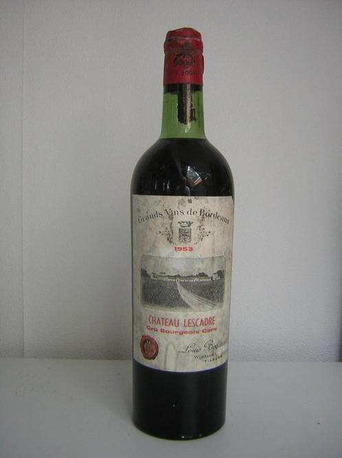 wijn wine 1953 Chateau Lescadres Cars Bordeaux, Verzamelen, Wijnen, Nieuw, Rode wijn, Frankrijk, Vol, Ophalen of Verzenden