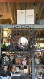 Rotan wanddecoratie rotan zwart met spiegel, Ophalen, Rond, Zo goed als nieuw, 75 tot 100 cm