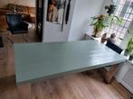 Eetkamer tafel metalen poten massief blad, 200 cm of meer, Rechthoekig, Ophalen of Verzenden, Zo goed als nieuw