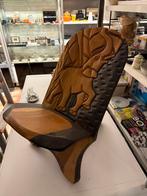 Houtsnede stoel olifant, Ophalen of Verzenden, Zo goed als nieuw, Bruin, Eén