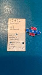 Oud treinkaartje + NS broche, Ophalen of Verzenden, Gebruikt, Trein, Overige typen