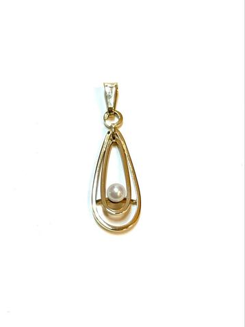 14k gouden hanger met een parel beschikbaar voor biedingen