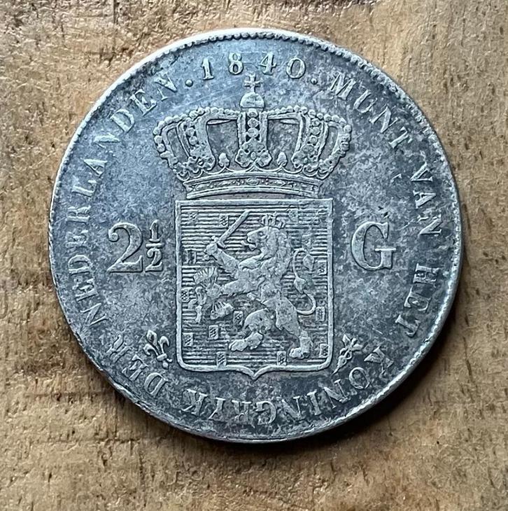 2,5 gulden 1840 Willem I, Postzegels en Munten, Munten | Nederland, Losse munt, 2½ gulden, Vóór koninkrijk, Ophalen