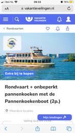 Pannenkoekenboot rondvaart, Tickets en Kaartjes, Twee personen, Cadeaubon, Arrangement, Overige typen
