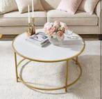 Round Coffee Table, Living Room Table with Steel Frame NIEUW, Nieuw, Minder dan 50 cm, Rechthoekig, 50 tot 100 cm