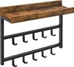 Kapstok - Wandkapstok-Bruin - 10 Zwarte-60.5x15x45 cm, Huis en Inrichting, Woonaccessoires | Kapstokken, Wandkapstok, Nieuw, Ophalen of Verzenden