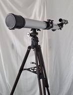 Ganymedes telescoop astronomical met houten statief vintage, Ophalen, Gebruikt, Lenzentelescoop (refractor), Met statief