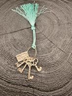 Zilveren Miniatuur Sleutelbos met Blauwe Pluim, Antiek en Kunst, Ophalen of Verzenden, Zilver