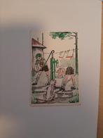 Oude kinderkaart. Padvinderij Wassen met emmer water, hond, Verzenden, Gelopen