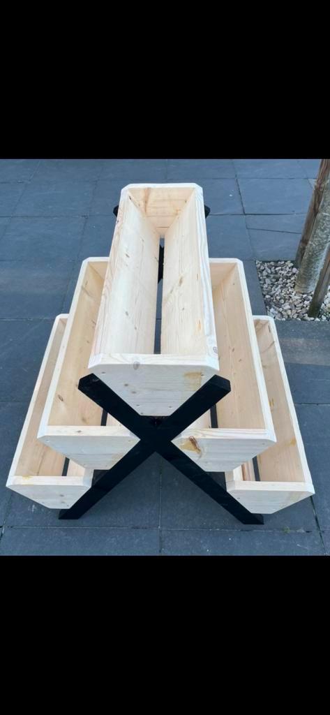 Nieuwe 5-1 bloembak steigerhout, Tuin en Terras, Bloembakken en Plantenbakken, Nieuw, Hout, Balkon, Tuin, 60 tot 100 cm, Overige vormen