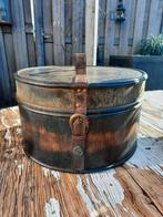 Vintage Houten Hoedendoos - 30cm Rond, Antiek en Kunst, Ophalen of Verzenden