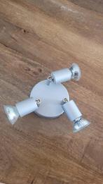 Grijze plafondlamp met 3 lampjes, Huis en Inrichting, Ophalen of Verzenden, Gebruikt, Metaal