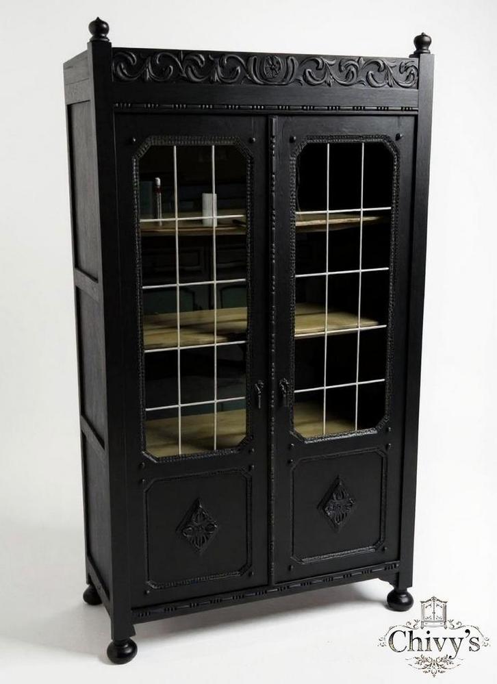 Prachtige jaren ’20/’30 vitrinekast, Huis en Inrichting, Kasten | Vitrinekasten, Gebruikt, 150 tot 200 cm, 50 tot 100 cm, 25 tot 50 cm