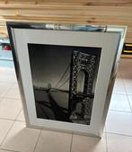 Zilverkleurige lijst met afbeelding George Washington Bridge, Ophalen, Gebruikt, Overige typen, 75 cm of meer