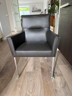 4 Inhouse Brienza Lederen Eetkamerstoelen - Graphite, Huis en Inrichting, Stoelen, Ophalen, Bruin, Zo goed als nieuw, Metaal