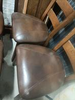 4x Eetkamerstoelen met lederen zitvlak, Minder dan 50 cm, Gebruikt, Minder dan 75 cm, Vintage