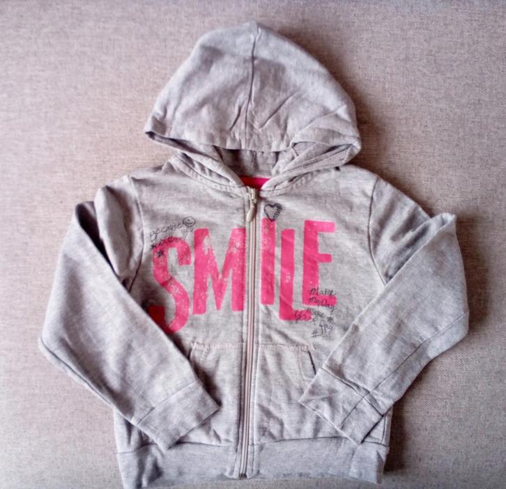 Zgan! Mooi grijs vestje met capuchon. Maat 104/110, Kinderen en Baby's, Kinderkleding | Maat 104, Zo goed als nieuw, Meisje, Trui of Vest