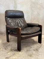 Gave set vintage fauteuils, hout / leer jaren 60/70, Gebruikt, 75 tot 100 cm, Hout, Ophalen