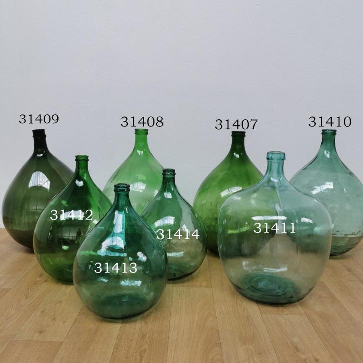 Partij glazen Dame Jeanne vazen wijnflessen, gistflessen, Antiek en Kunst, Curiosa en Brocante, Ophalen of Verzenden