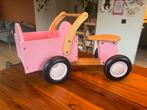 Houten kinder bakfiets, loopfiets, roze kinderfiets, Kinderen en Baby's, Speelgoed | Houten speelgoed, Ophalen, Gebruikt