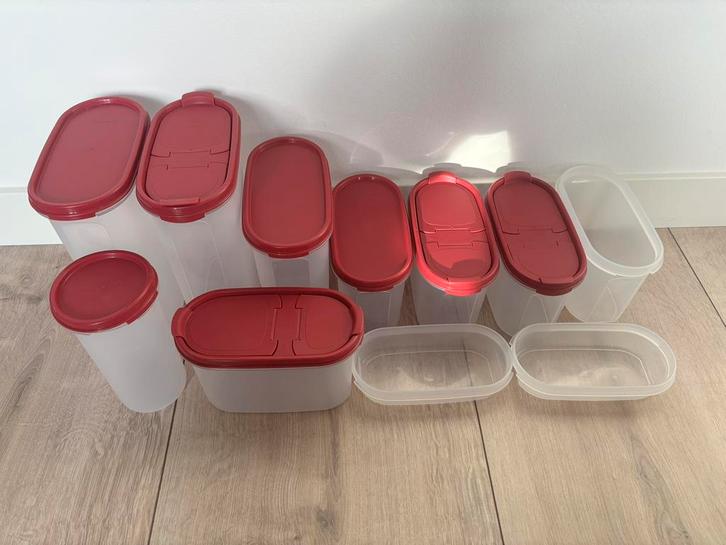 11x Tupperware Ruimtespaarders Modular Mates Plum Raspberry, Huis en Inrichting, Keuken | Tupperware, Nieuw, Bus of Trommel, Paars