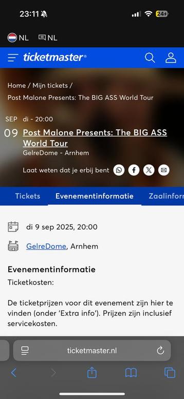 Ticket staanplaats Post Malone the Big Ass World Tour beschikbaar voor biedingen