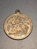 Antieke koperen medaillehanger, medaillon, Edward VII 1909, Ophalen of Verzenden, Overige materialen
