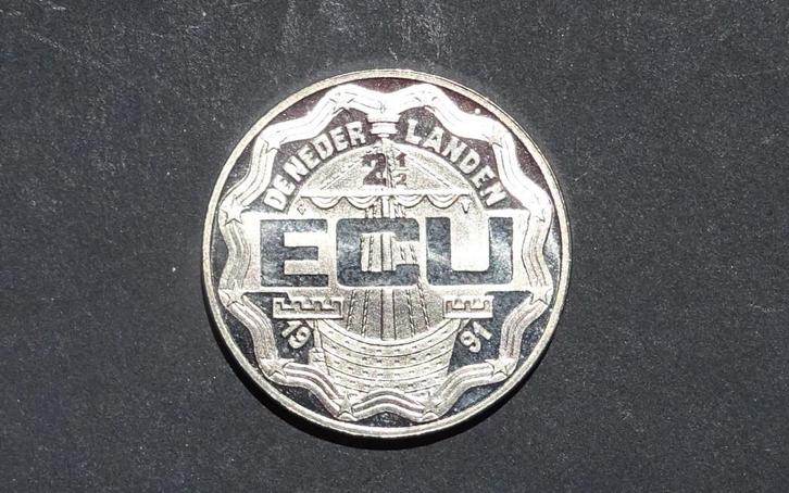 2½ ECU 1991 De Nederlanden 1991 Erasmus, UNC, Postzegels en Munten, Penningen en Medailles, Overige materialen, Nederland, Ophalen of Verzenden