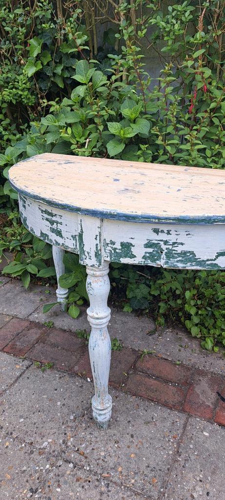 Franse halve-maan tafel prachtige patina, Antiek en Kunst, Antiek | Woonaccessoires, Ophalen