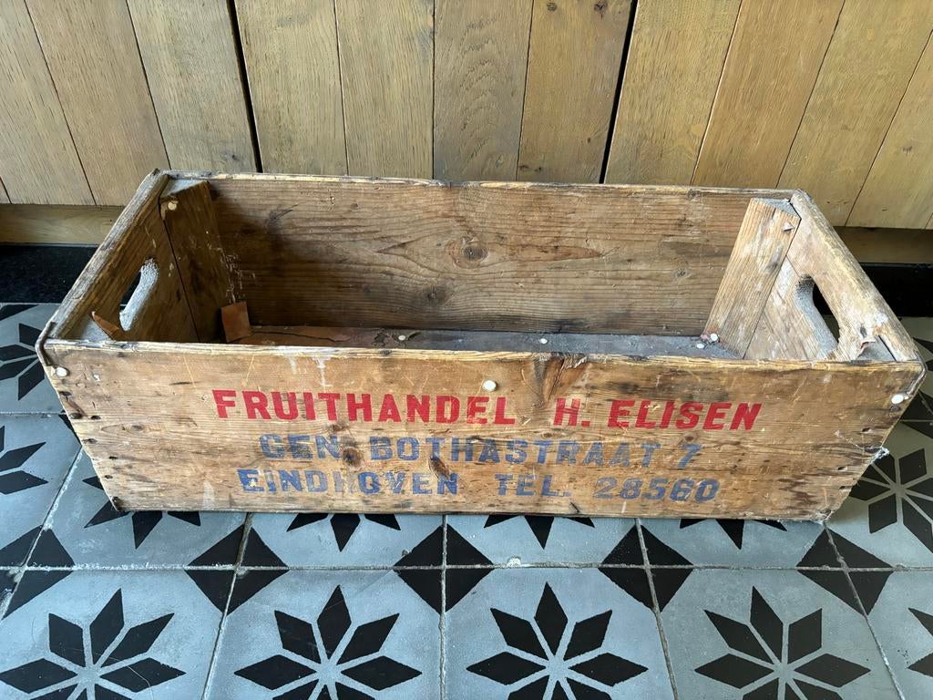 Oude brocante fruitkist van hout, Ophalen of Verzenden
