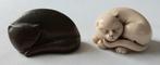 Bronzen en Netsuke kat Beeldjes, Ophalen of Verzenden
