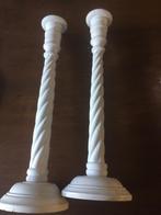 2 witte Kaarsenstandaards, Antiek en Kunst, Ophalen