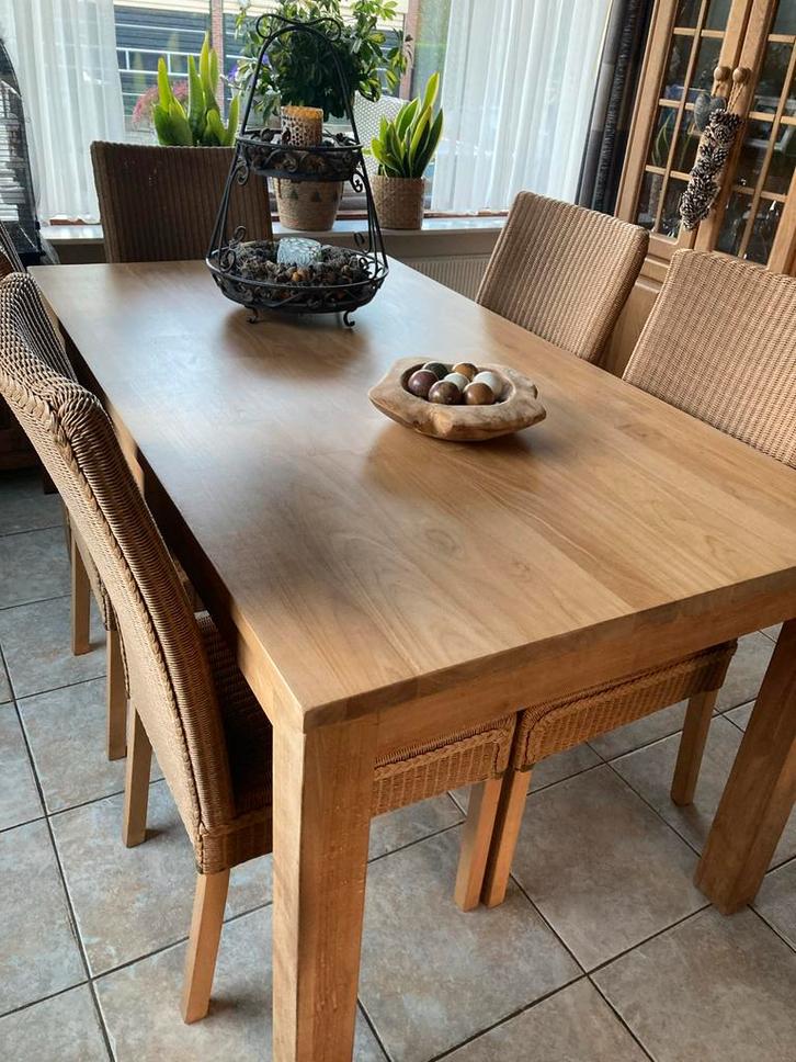 6 lloyd Loom Eetkamerstoelen - Goede Staat!, Huis en Inrichting, Tafels | Eettafels, Gebruikt, Minder dan 50 cm, 200 cm of meer