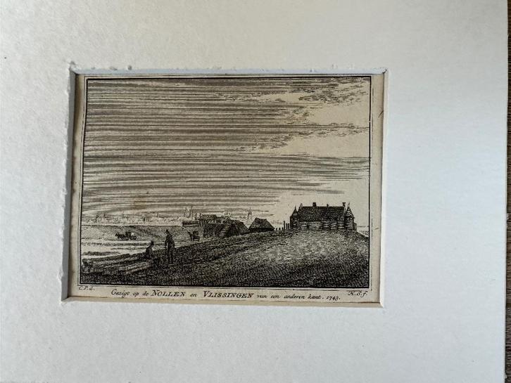 1743 Gezicht op de Nollen - vlissingen/ Zeeland, Antiek en Kunst, Kunst | Etsen en Gravures, Ophalen of Verzenden
