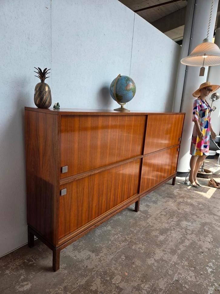 Mid century Alfred Hendrickx vintage highboard kast, Huis en Inrichting, Kasten | Dressoirs, Gebruikt, 200 cm of meer, 25 tot 50 cm