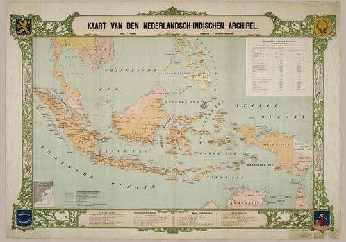 Antieke landkaart Overzicht van Nederlandsch Indie (nieuw), Boeken, Atlassen en Landkaarten, Landkaart, Nederland, Ophalen of Verzenden