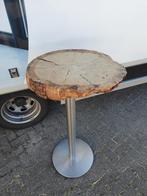 Boomstam statafel op moderne voet, Huis en Inrichting, Tafels | Statafels, Ophalen, Zo goed als nieuw, Vst, Industriestraat 5