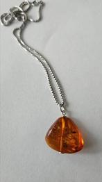 Zilveren ketting met echte  barnsteen  hanger, Met hanger, Verzenden, Zo goed als nieuw, Zilver