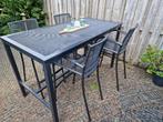 Aluminium antraciet grijze bartafel incl stoelen!, Tuin en Terras, Ophalen, Gebruikt, Rechthoekig, Aluminium