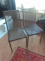 Rug en zitvlak lichtbruin  stoelpoten chroom, Huis en Inrichting, Stoelen, Ophalen, Bruin, Zo goed als nieuw, Metaal