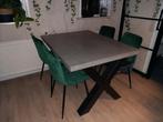 Eettafel, betonen blad met stalen poten., Huis en Inrichting, Tafels | Eettafels, Ophalen, 100 tot 150 cm, 50 tot 100 cm, Zo goed als nieuw
