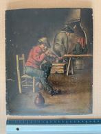 Olie op paneel in de stijl van Teniers, Antiek en Kunst, Ophalen of Verzenden