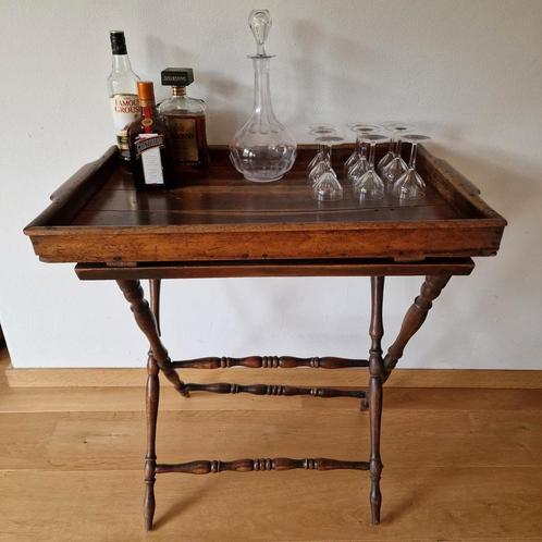 Antieke butlertray, Huis en Inrichting, Tafels | Sidetables, Gebruikt, 25 tot 50 cm, Rechthoekig, Ophalen